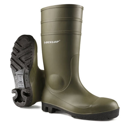 DUNLOP Protomaster Work Wellies Green Steel Toe-Cap {All Sizes}
