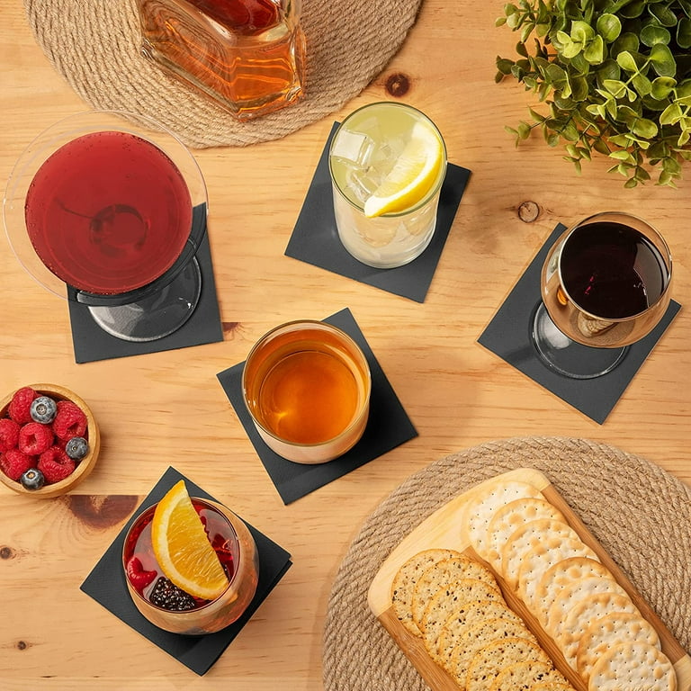 Bulky Soft Bar Napkins / Serviettes 2ply 23cm BLACK {100}