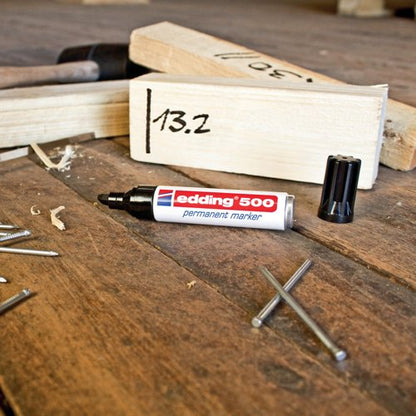 Edding 500 Chisel Tip Permanent Marker Large Black (Pack of 10) 500-001