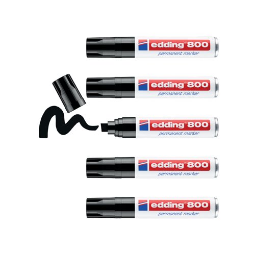 Edding 800 Chisel Tip Permanent Marker Extra Large Black (Pack of 5) 800/5-001