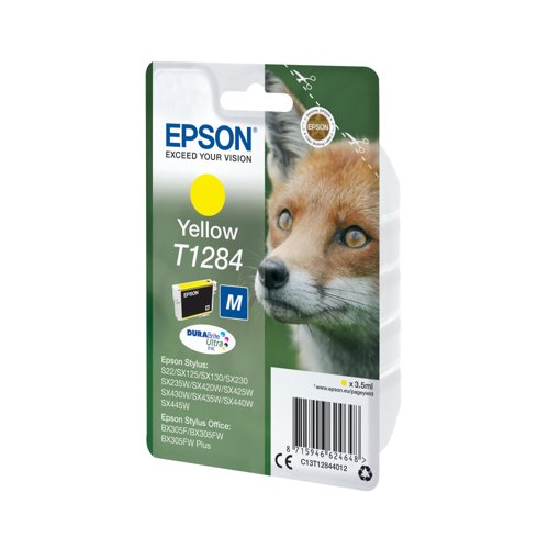Epson T1284 Fox DURABrite Ultra Ink Cartridge Yellow C13T12844012