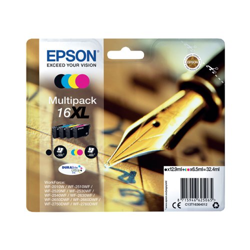 Epson 16XL Pen and Crossword DURABrite Ultra Ink Cartridge High Yield CMYK Multipack C13T16364012