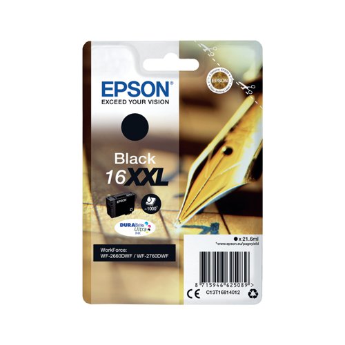 Epson 16XXL Pen and Crossword DURABrite Ultra Ink Cartridge Extra High Yield Black C13T16814012
