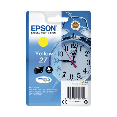 Epson 27 Alarm Clock DURABrite Ultra Ink Cartridge Yellow C13T27044012