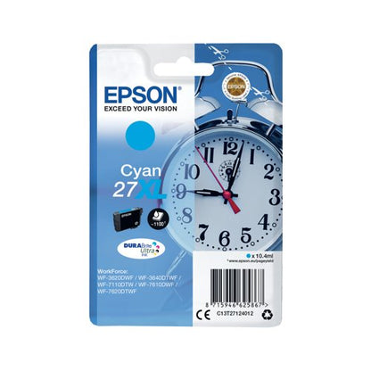 Epson 27XL Alarm Clock DURABrite Ultra Ink Cartridge High Yield Cyan C13T27124012
