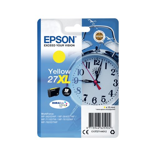 Epson 27XL Alarm Clock DURABrite Ultra Ink Cartridge High Yield Yellow C13T27144012