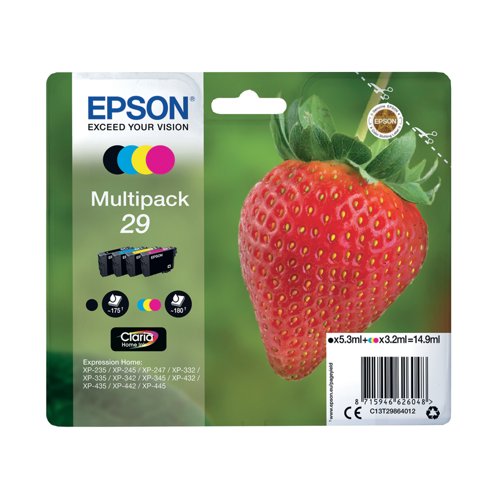 Epson 29 Strawberry Claria Home Ink Cartridge CMYK Multipack C13T29864012