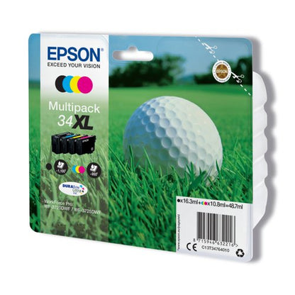 Epson 34XL Golf Ball DURABrite Ultra Ink Cartridge High Yield CMYK Multipack C13T34764010
