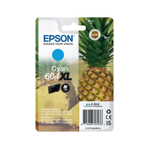 Epson 604XL Pineapple Ink Cartridge High Yield Cyan C13T10H24010