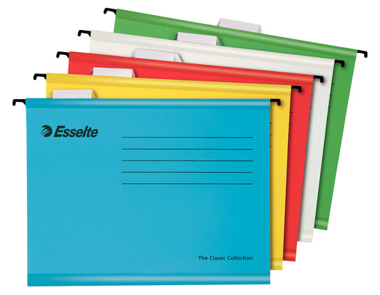 Esselte Pendaflex A4 Reinforced Suspension File Card V Base Assorted Colours (Pack 10) 93042