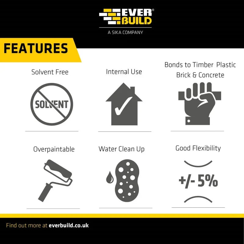 Everbuild 125C4 Everflex 125 One Hour Caulk, White, 380 Ml