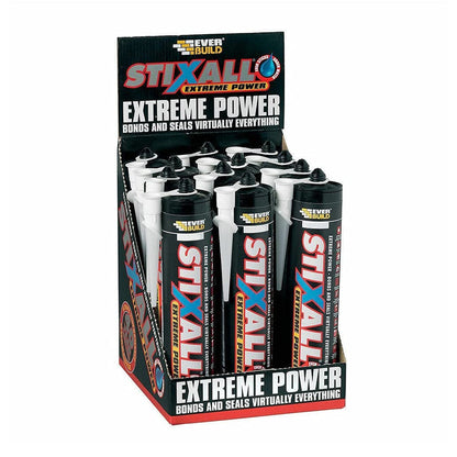 Everbuild Stixall Extreme Power Sealant And Adhesive | Waterproof | Crystal Clear | 290ml