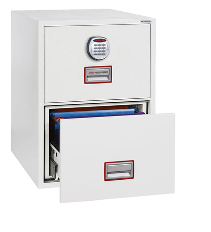 Phoenix Vertical Fire File 2 Drawer Filing Cabinet Elecronic Lock White FS2252E