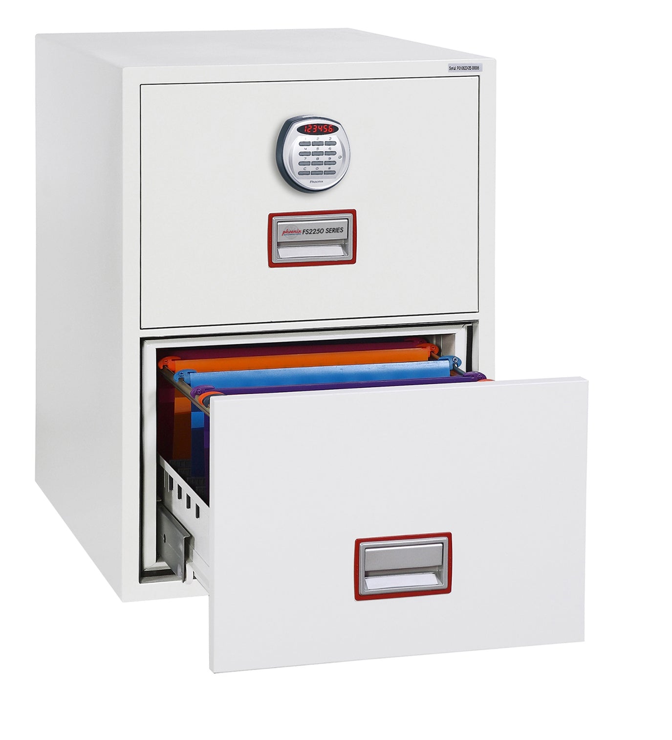 Phoenix Vertical Fire File 2 Drawer Filing Cabinet Elecronic Lock White FS2252E