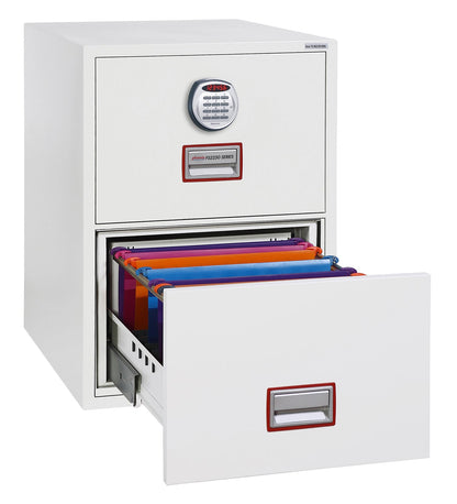 Phoenix Vertical Fire File 2 Drawer Filing Cabinet Elecronic Lock White FS2252E