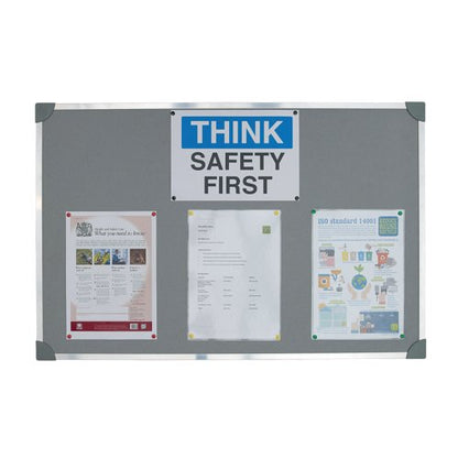 5 Star Felt Noticeboard with Wall Fixing Kit and Aluminium Trim 900x600mm Grey 397786