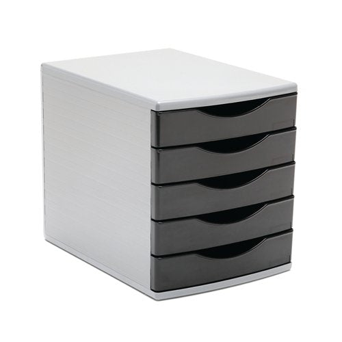 5 Star 5 Drawer Tower 300mm 5x60mm Black/Grey FS676765