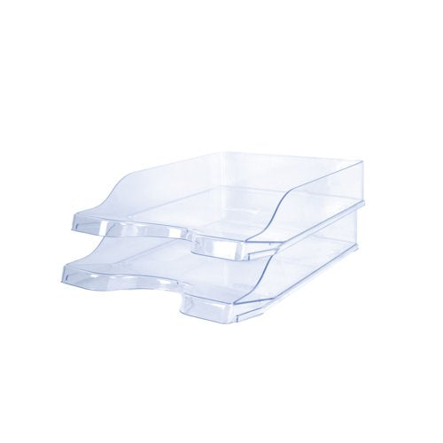 5 Star Contemporary Self Stacking Letter Tray Crystal FS677861
