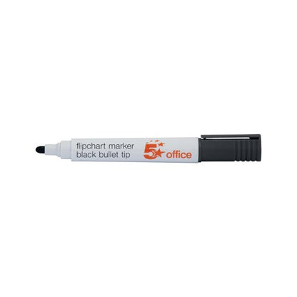 5 Star Flipchart Marker Bullet Tip Water-based 2mm Line Black (Pack of 12) 909884