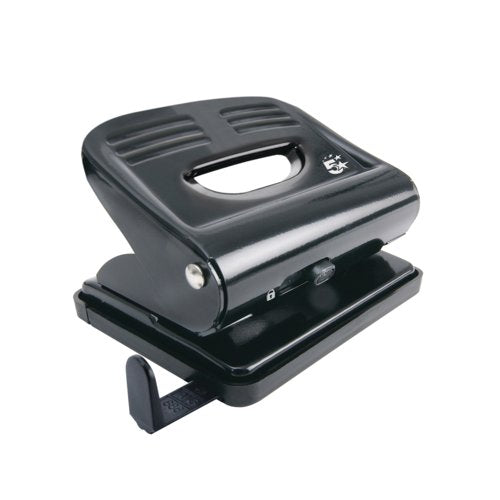 5 Star 2 Hole Punch Metal with Plastic Base Capacity 20 Sheets Black 918788