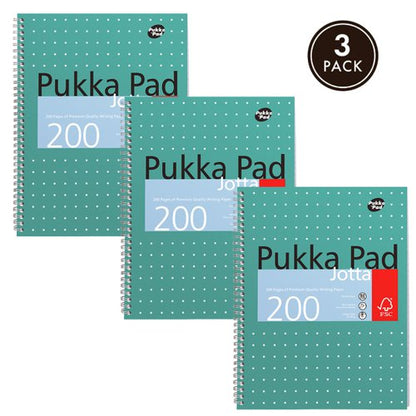 Pukka Pad Ruled Wirebound Metallic Jotta Notebook 200 Pages A4 (3 Pack) JM018