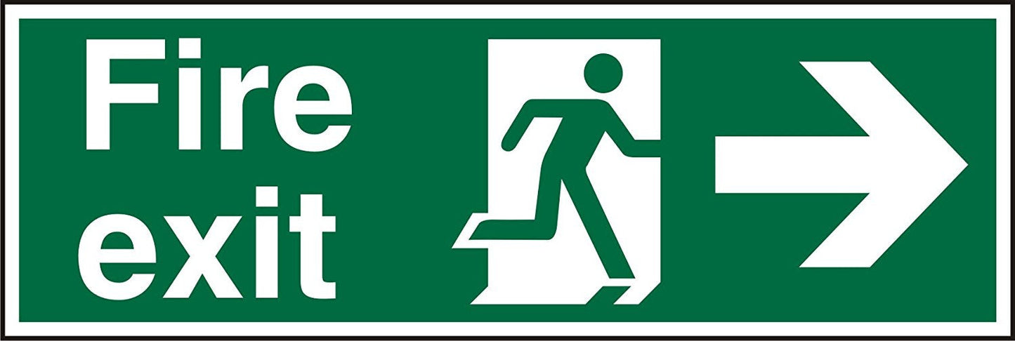 Stewart Superior Fire Exit Right Sign 450x150mm - SP121SAV-450X150 - UK BUSINESS SUPPLIES