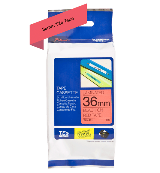 Brother Black On Red Label Tape 36mm x 8m - TZE461