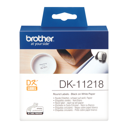 Brother Black On White Round 24mm Labels 1000 Labels - DK11218