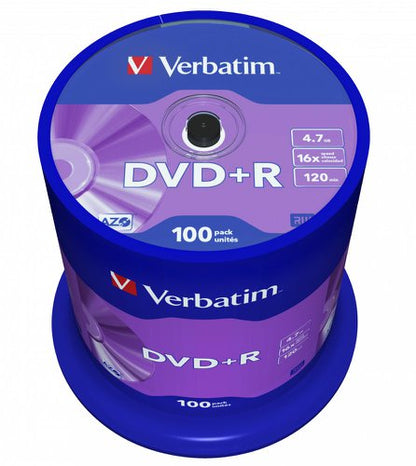 Verbatim DVD+R 16x Speed Spindle 4.7GB (Pack of 100) 43551
