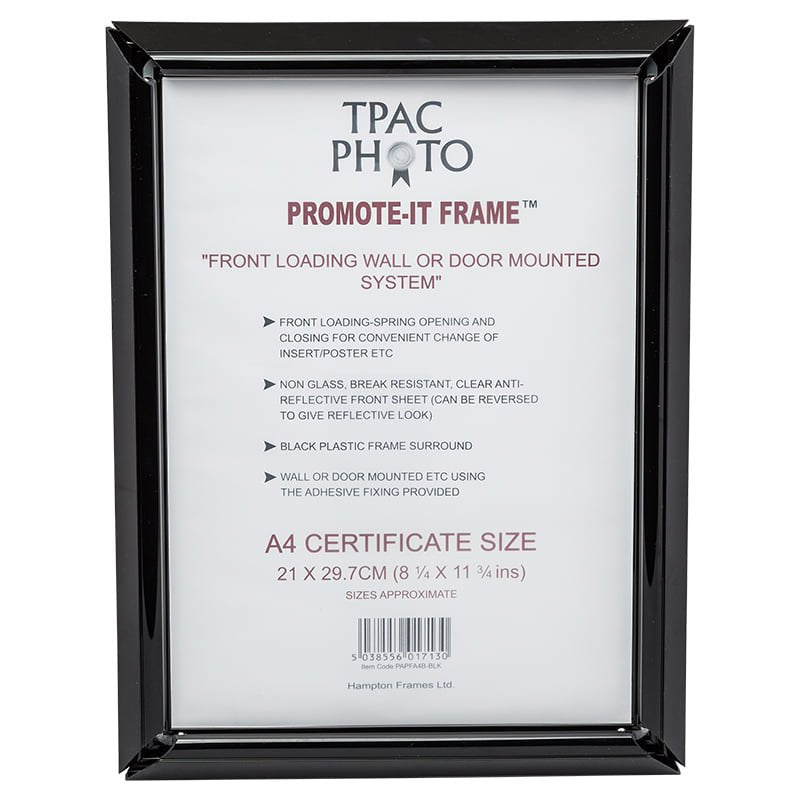 Hampton Frames Promote It A4 Non Glass Frame Black Aluminium PAPFA4BBLK