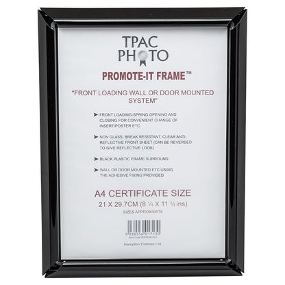 Hampton Frames Promote It A4 Non Glass Frame Black Aluminium PAPFA4BBLK