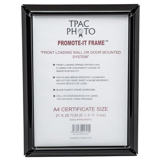 Hampton Frames Promote It A4 Non Glass Frame Black Aluminium PAPFA4BBLK