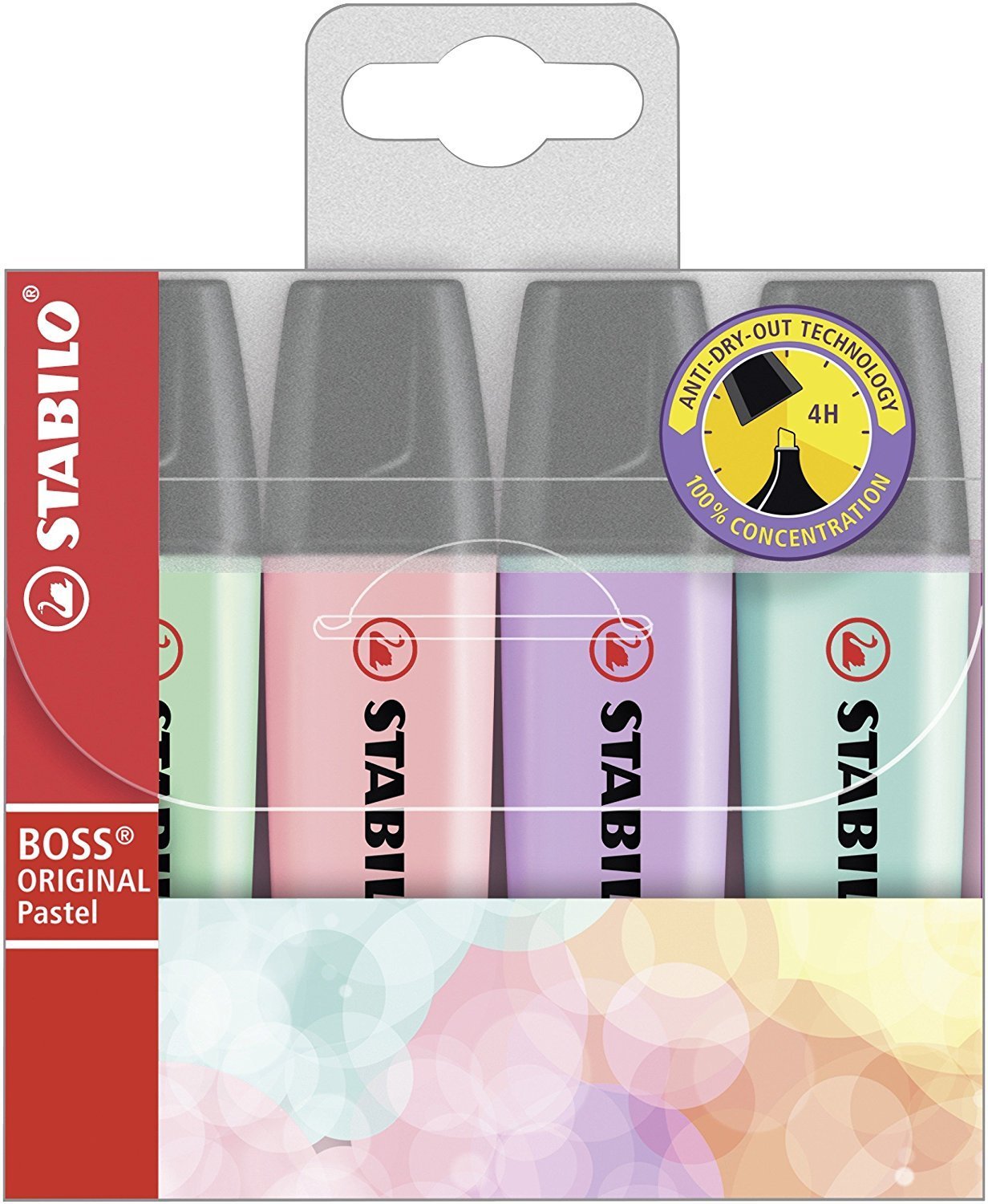 STABILO BOSS ORIGINAL Pastle Highlighter Chisel Tip 2-5mm Line Assorted Colours (Wallet 4) - 70/4-2