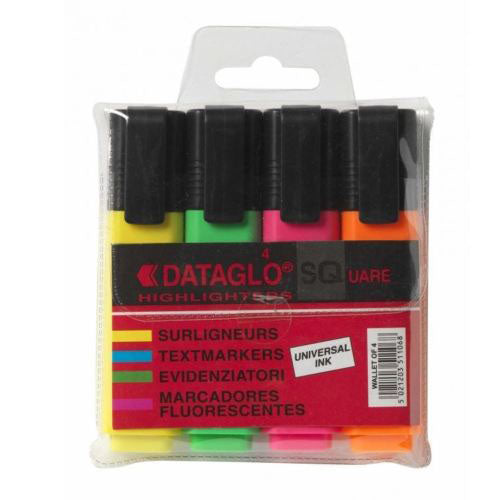 ValueX Flat Barrel Highlighter Pen Chisel Tip 1-5mm Line Assorted Colours (Pack 4) - 7910WT4