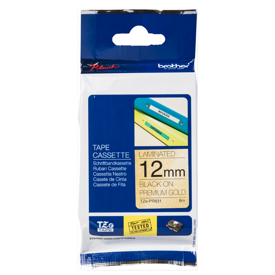 Brother Black On Gold Label Tape 12mm x 8m - TZEPR831