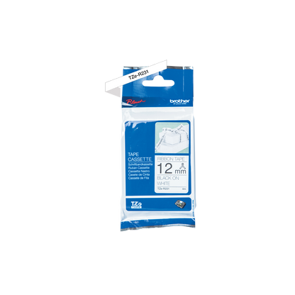 Brother Black On White Label Tape 12mm x 4m - TZER231