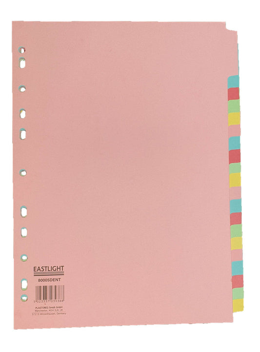 ValueX Divider 20 Part A4 155gsm Card Assorted Colours - 80005DENT