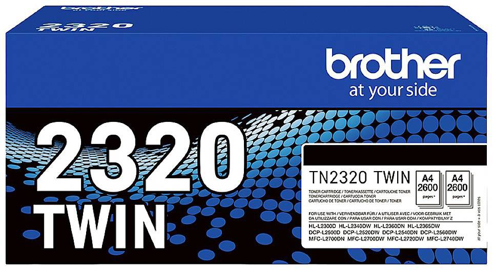 Brother Black Toner Cartridge Twin Pack 2 x 2.6k pages (Pack 2) - TN2320