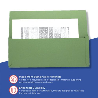 Exacompta Guildhall Brief Size Pocket Wallet 14x10in Green (Pack of 50) PW3-GRN