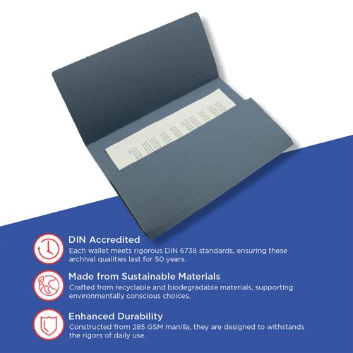 Exacompta Guildhall Document Wallet Foolscap Blue (Pack of 50) GDW1-BLU