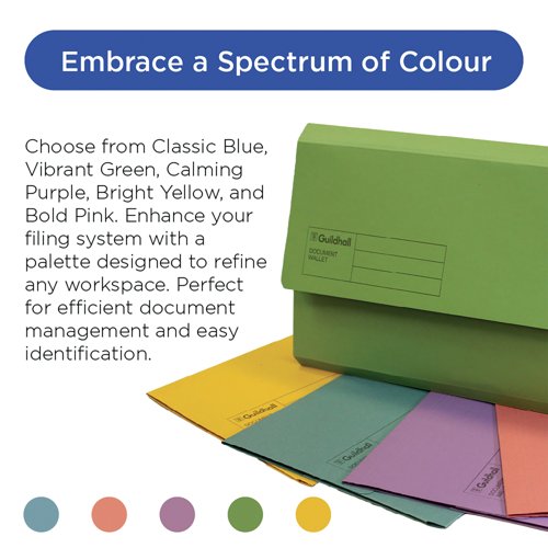 Exacompta Guildhall Document Wallet Foolscap Assorted (Pack of 50) GDW1-AST