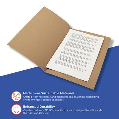 Exacompta Guildhall Square Cut Folder 315gsm Foolscap Buff (Pack of 100) FS315-BUFZ