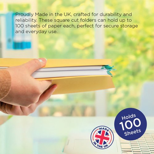 Exacompta Guildhall Square Cut Folder 315gsm Foolscap Yellow (Pack of 100) FS315-YLWZ