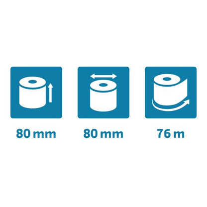 Exacompta Safe Contact Credit Card Receipt Roll 80mmx80mmx76m (Pack of 10) 43918E