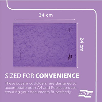 Europa Square Cut Folder 300 micron Foolscap Assorted (Pack of 50) 4820