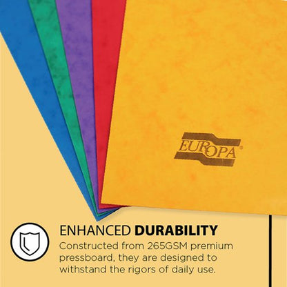 Europa Square Cut Folder 300 micron Foolscap Assorted (Pack of 50) 4820