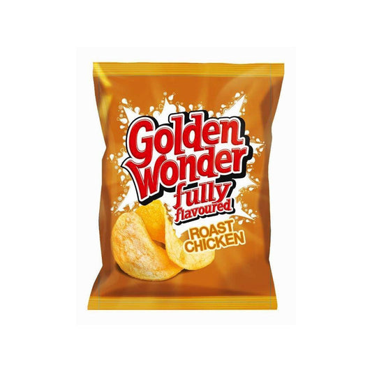 Golden Wonder Fully Flavoured Roast Chicken Flavour Crisps 32.5g Full Box 32 Pack