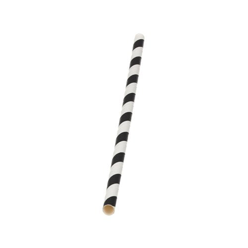 Go-Pak Paper Straw 200mm x 6mm Black/White Striped (Pack of 5000) D22033
