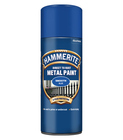 Hammerite Spray Paint for Metal | Direct to Rust Exterior Metal Paint | Smooth Finish | BLUE