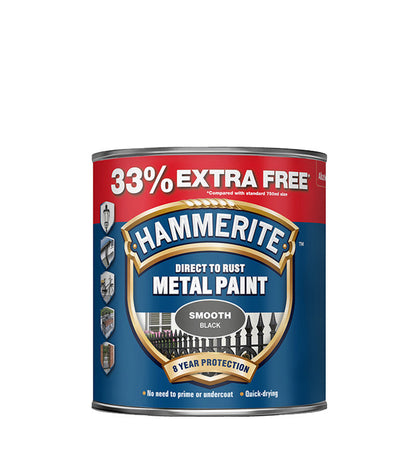 Hammerite 5158235 750Ml Metal Paint - Smooth Black 33% EXTRA